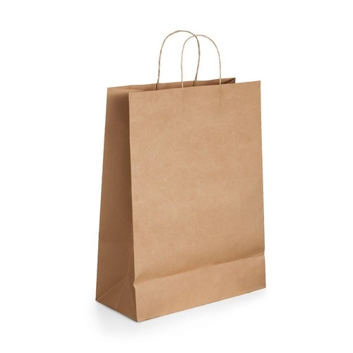Bolsa de papel craft económica con asa de papel torcido REF 92875