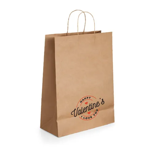 Bolsa de papel craft económica con asa de papel torcido REF 92875