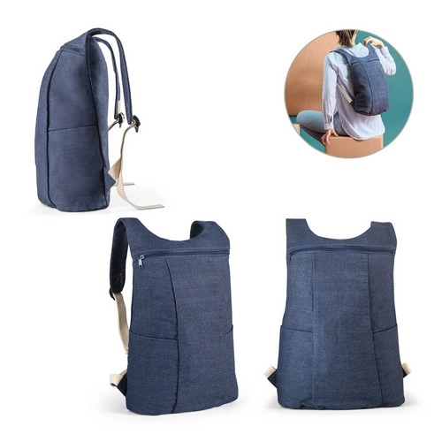 Mochila de denim reciclado con bolsillos delanteros REF 92094