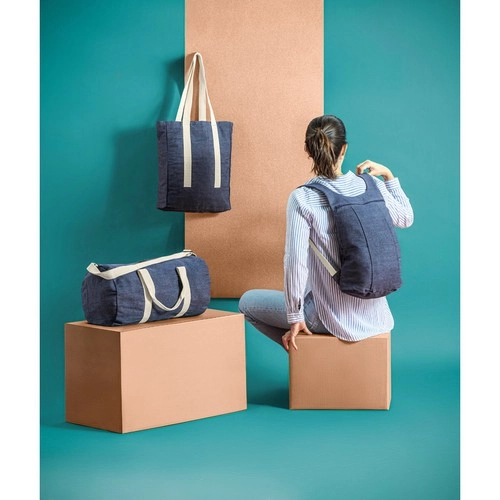 Mochila de denim reciclado con bolsillos delanteros REF 92094